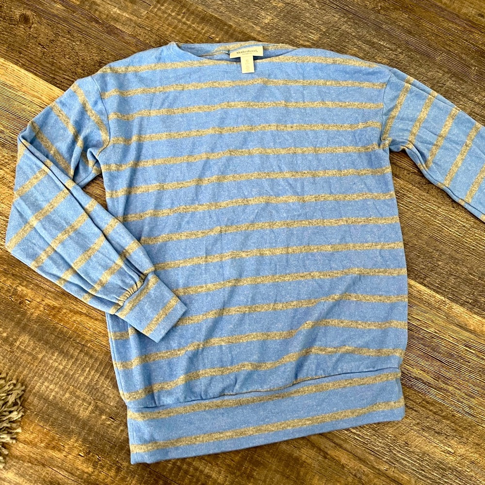 Motherhood Maternity Striped Long Sleeve Wide Neck Sweater
